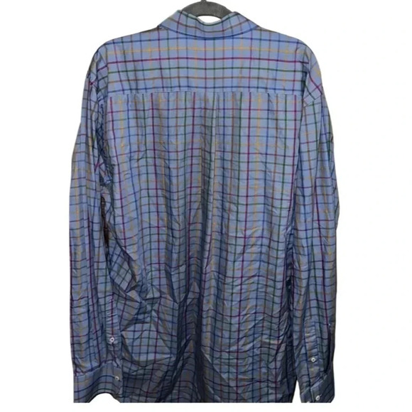 Peter Millar Blue MultiColored Plaid Long Sleeve Button Down Shirt Size Large T - Picture 4 of 9